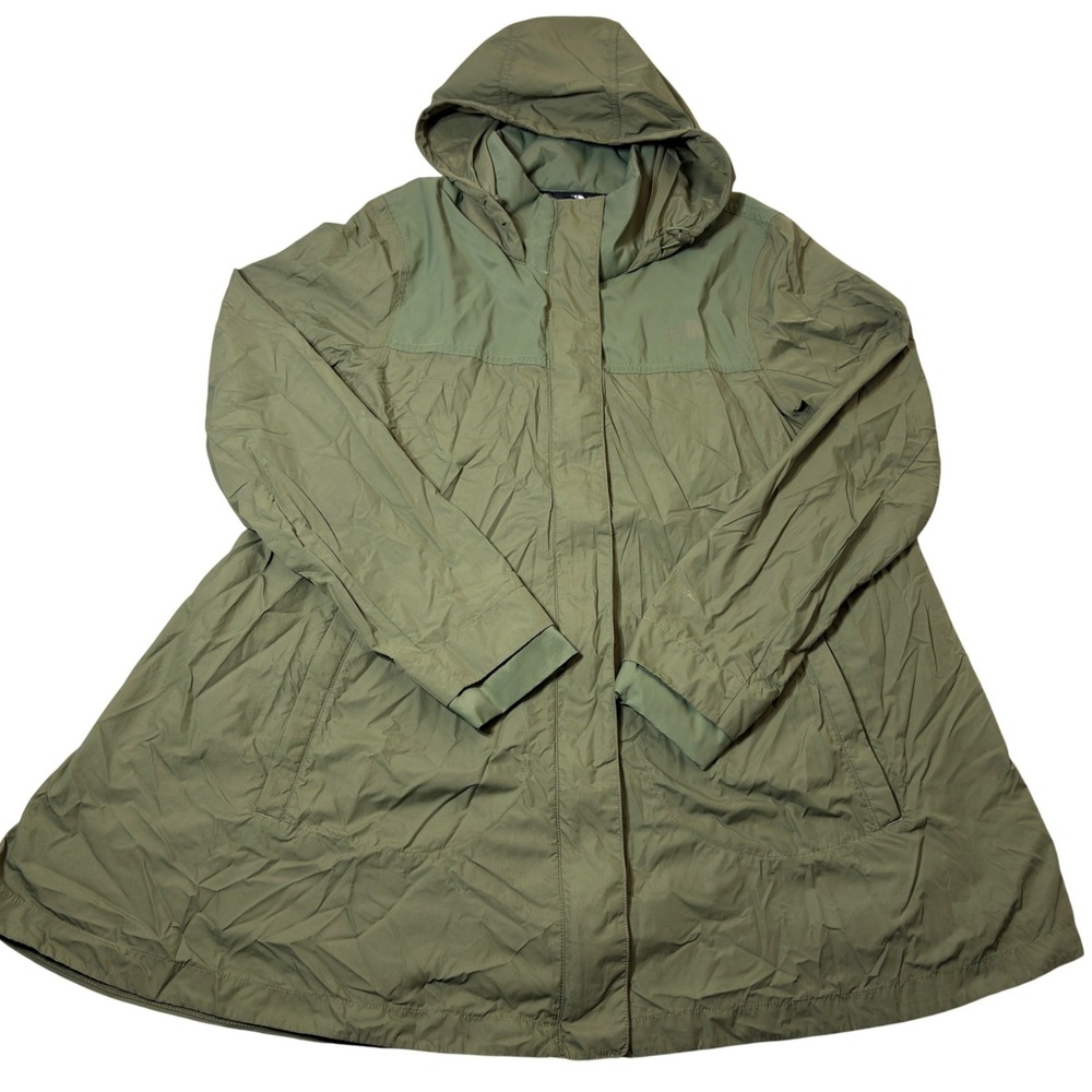 The North Face Parka Jacket Womens Medium Olive Green WindWall Hooded Insulated